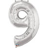 Qualatex 34 Inch Number Balloon - Nine Silver