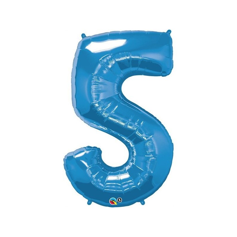 Qualatex 34 Inch Number Balloon - Five Sapphire Blue