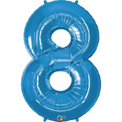 Qualatex 34 Inch Number Balloon - Eight Sapphire Blue