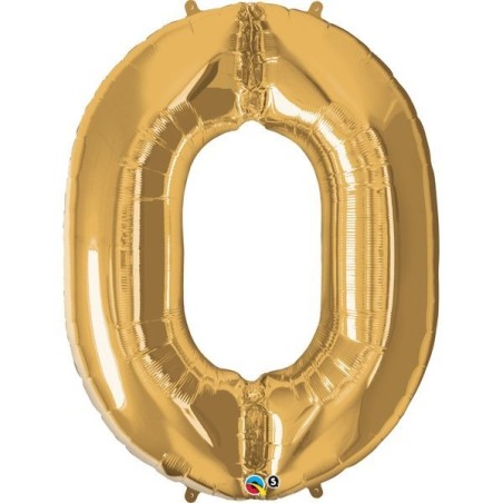 Qualatex 34 Inch Number Balloon - Zero Metallic Gold