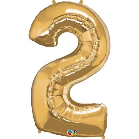 Qualatex 34 Inch Number Balloon - Two Metallic Gold