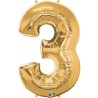 Qualatex 34 Inch Number Balloon - Three Metallic Gold