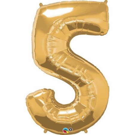 Qualatex 34 Inch Number Balloon - Five Metallic Gold