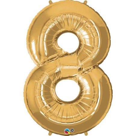 Qualatex 34 Inch Number Balloon - Eight Metallic Gold