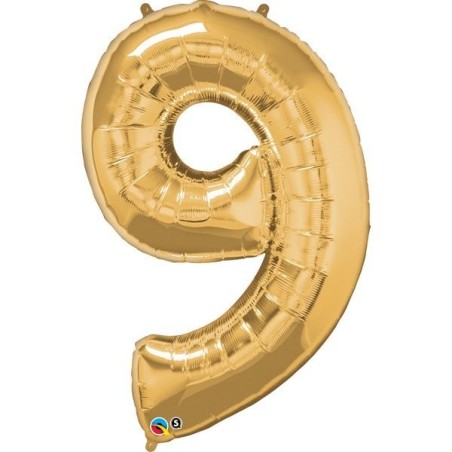 Qualatex 34 Inch Number Balloon - Nine Metallic Gold