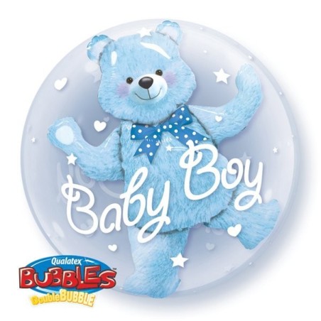 Qualatex 24 Inch Double Bubble Balloon - Baby Blue Bear