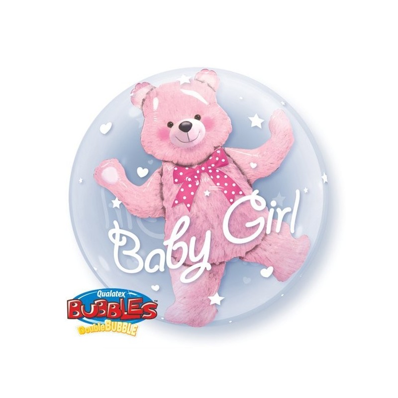Qualatex 24 Inch Double Bubble Balloon - Baby Pink Bear