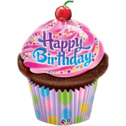 Qualatex 35 Inch Shaped Foil Balloon - Birthday Frosted Cupcake