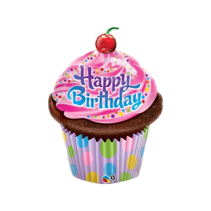 Qualatex 35 Inch Shaped Foil Balloon - Birthday Frosted Cupcake