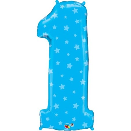 Qualatex 38 Inch Shaped Foil Balloon - Number One Blue Star