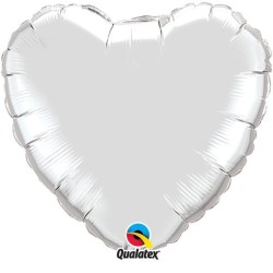 Qualatex 36 Inch Heart Plain Foil Balloon - Silver