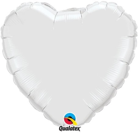 Qualatex 36 Inch Heart Plain Foil Balloon - White