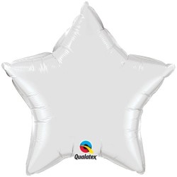 Qualatex 36 Inch Star Plain Foil Balloon - White