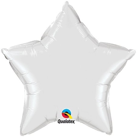 Qualatex 36 Inch Star Plain Foil Balloon - White