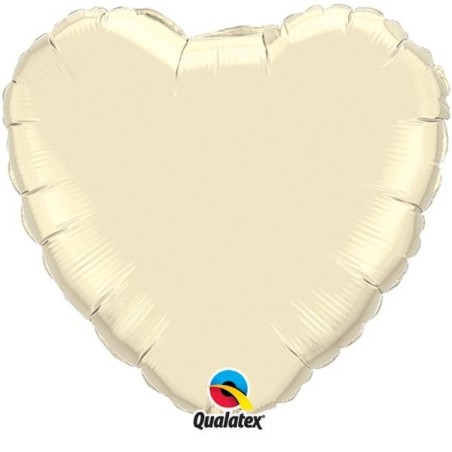 Qualatex 36 Inch Heart Plain Foil Balloon - Pearl Ivory