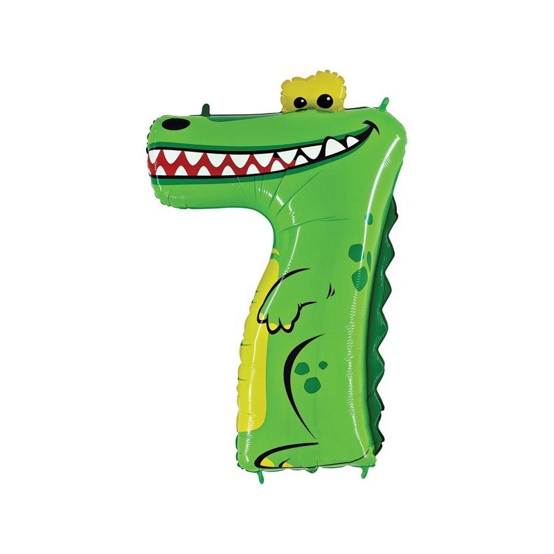 Oaktree Zooloons 40 Inch Plastic Number Balloon - 7 Crocodile
