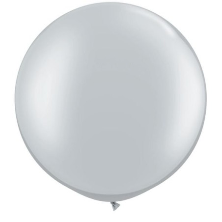 Qualatex 3 Ft Round Plain Latex Balloon - Silver