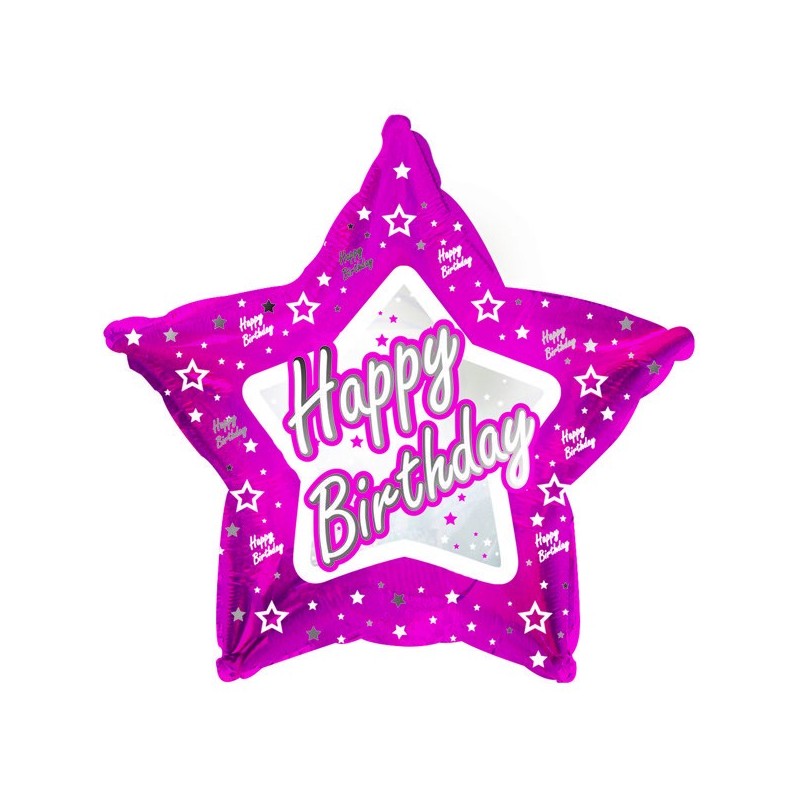 Creative Party 18 Inch Pink Star Balloon - Happy Birthday