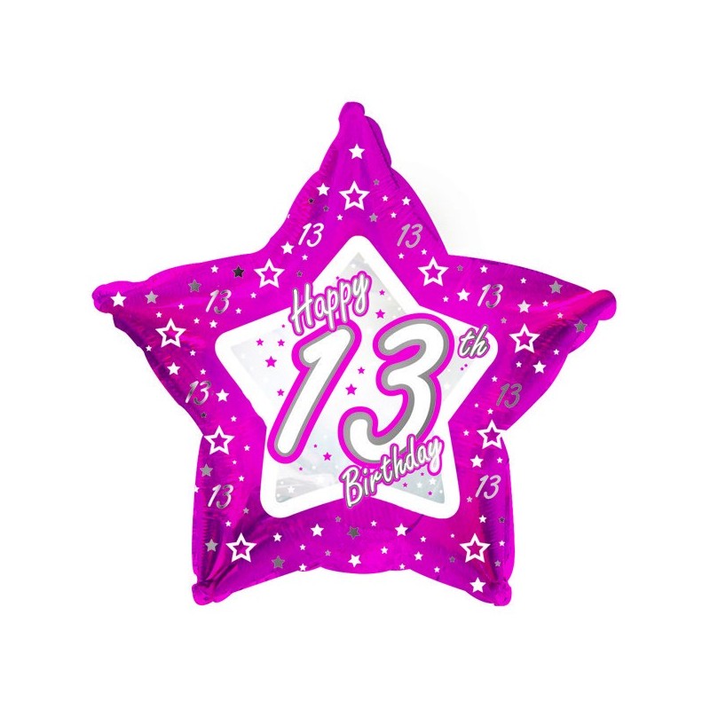 Creative Party 18 Inch Pink Star Balloon - Age 13