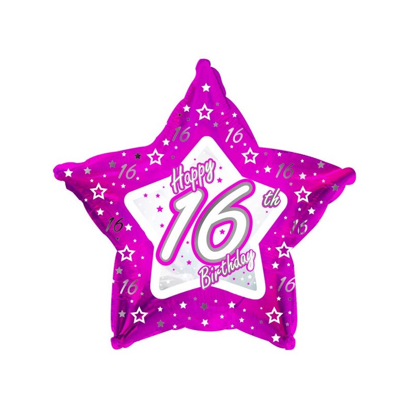 Creative Party 18 Inch Pink Star Balloon - Age 16