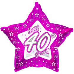 Creative Party 18 Inch Pink Star Balloon - Age 40