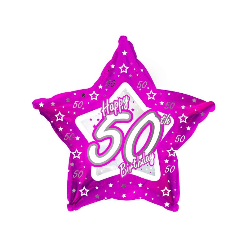 Creative Party 18 Inch Pink Star Balloon - Age 50