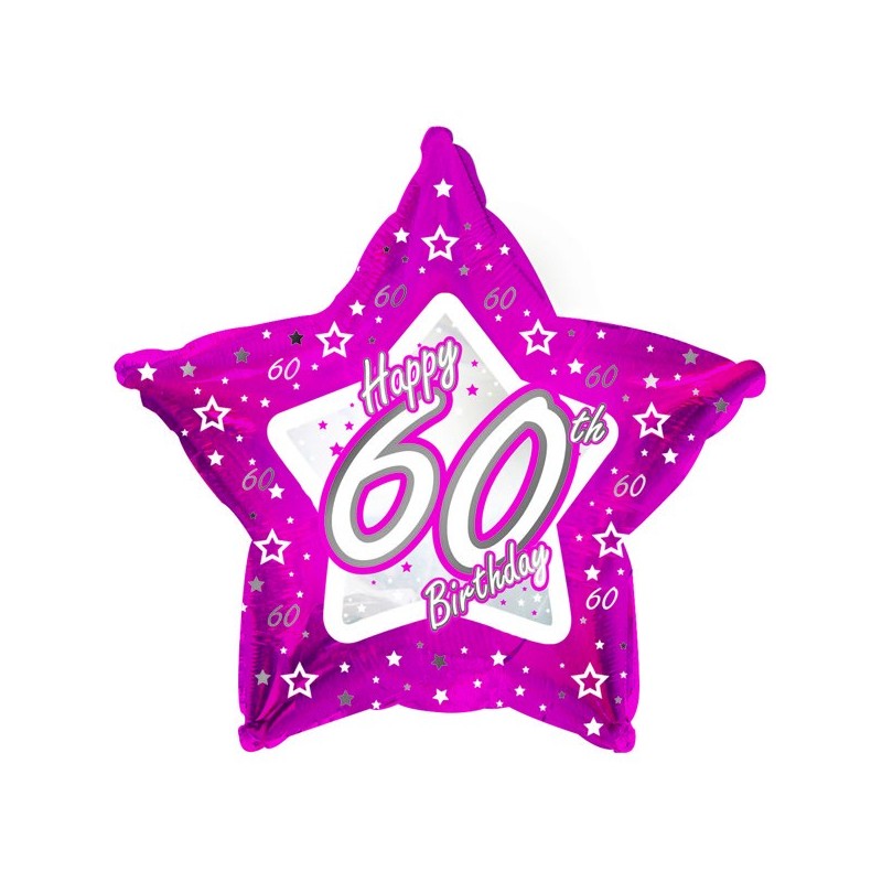 Creative Party 18 Inch Pink Star Balloon - Age 60