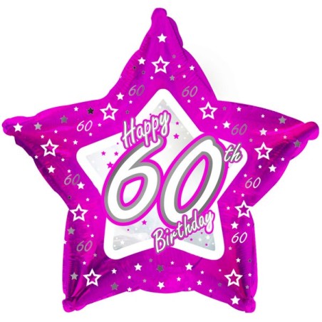 Creative Party 18 Inch Pink Star Balloon - Age 60