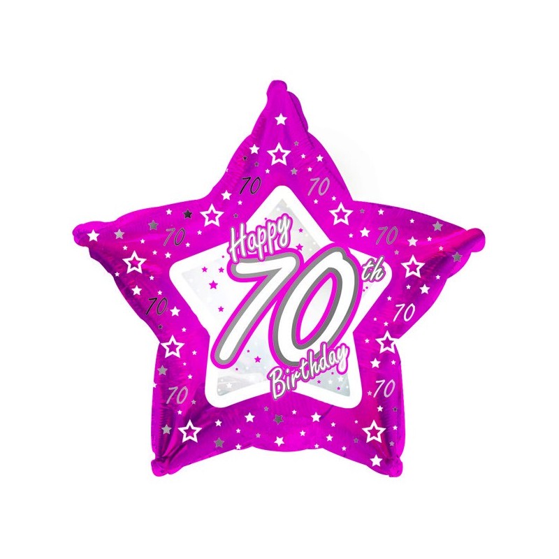 Creative Party 18 Inch Pink Star Balloon - Age 70