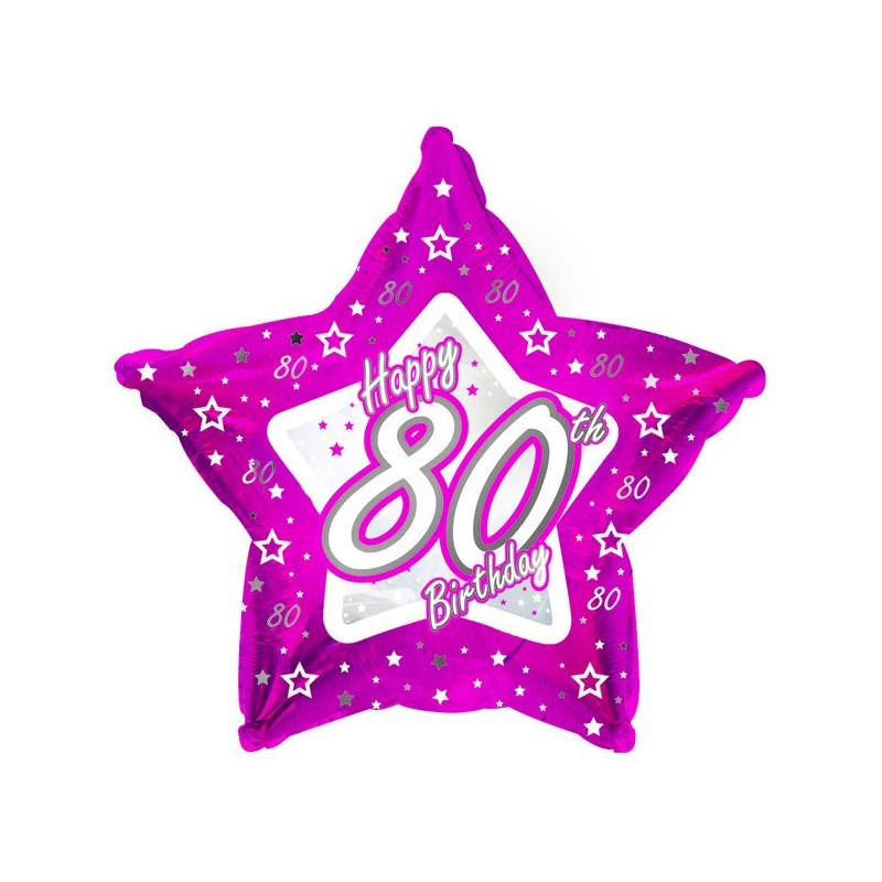 Creative Party 18 Inch Pink Star Balloon - Age 80