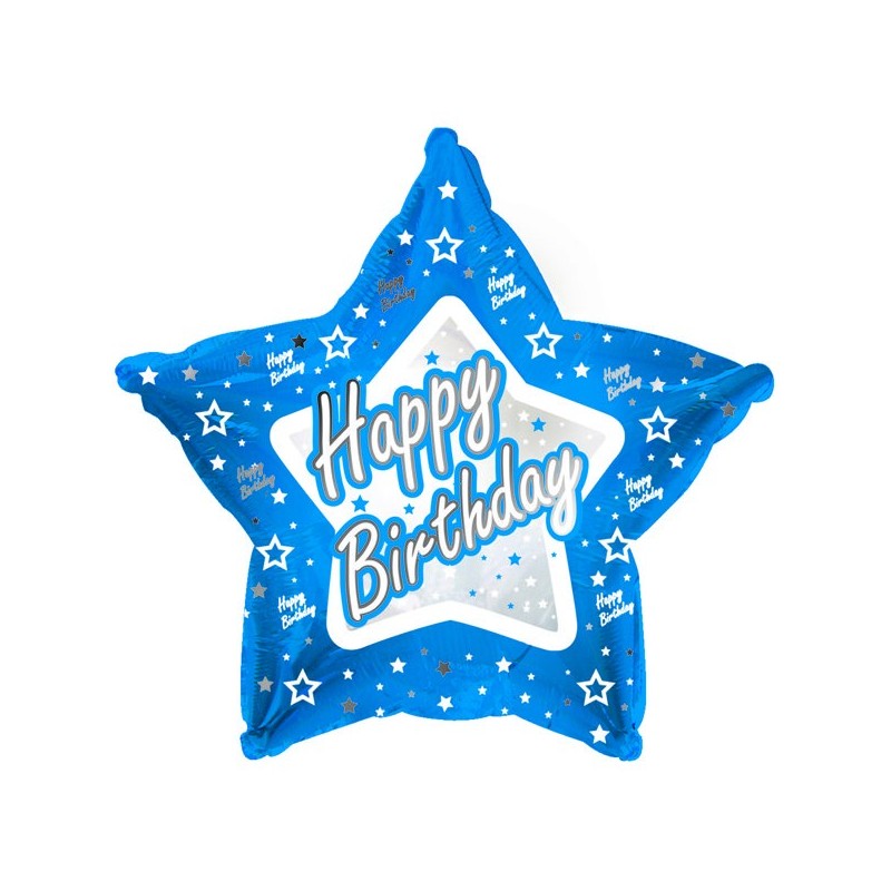 Creative Party 18 Inch Blue Star Balloon - Happy Birthday