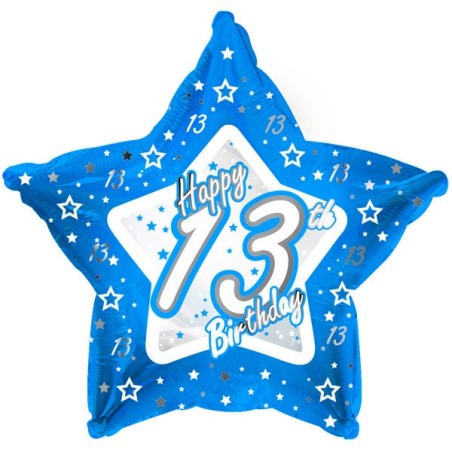 Creative Party 18 Inch Blue Star Balloon - Age 13