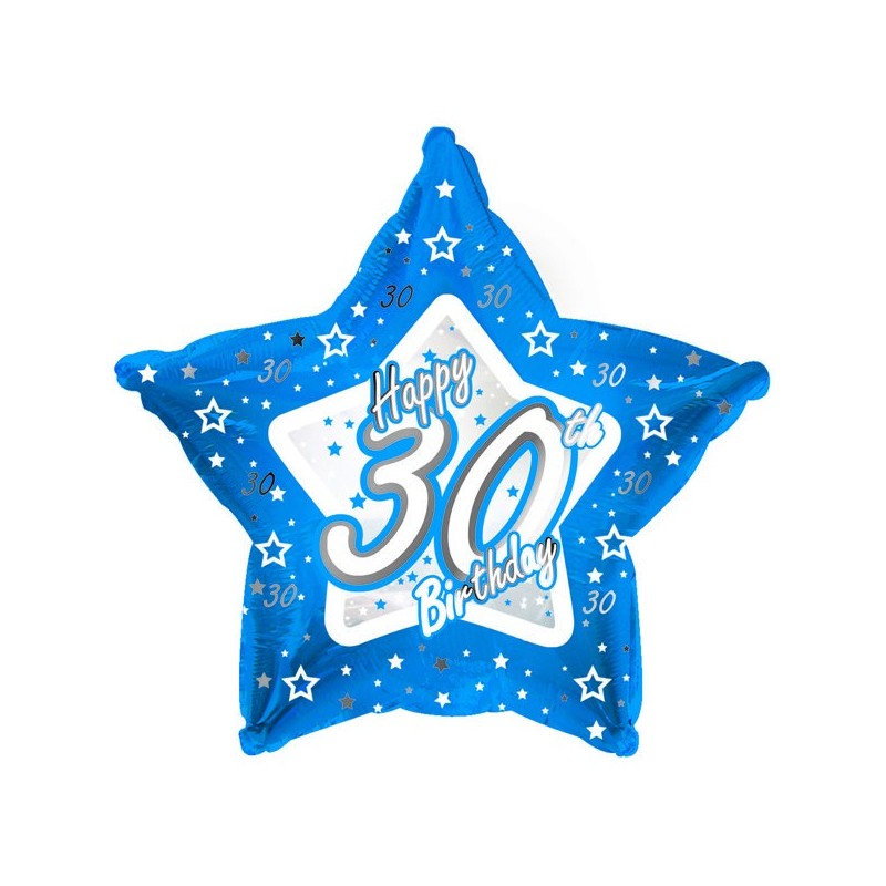 Creative Party 18 Inch Blue Star Balloon - Age 30
