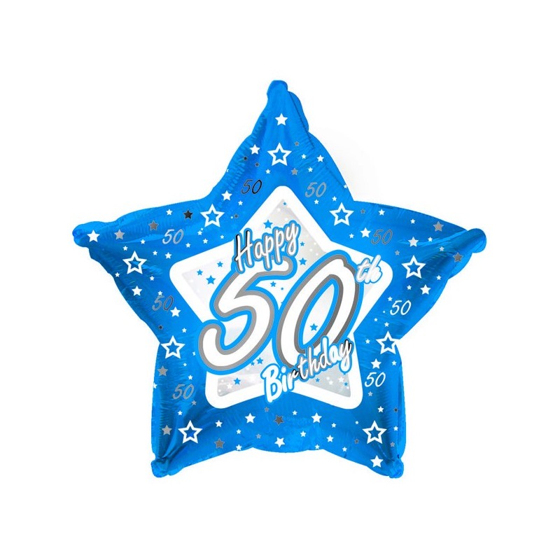 Creative Party 18 Inch Blue Star Balloon - Age 50