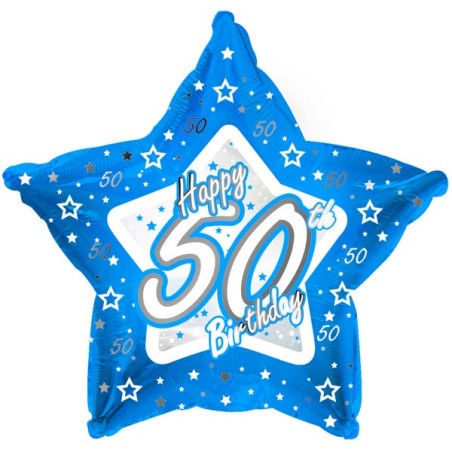 Creative Party 18 Inch Blue Star Balloon - Age 50