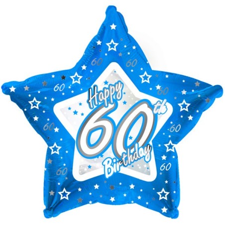 Creative Party 18 Inch Blue Star Balloon - Age 60