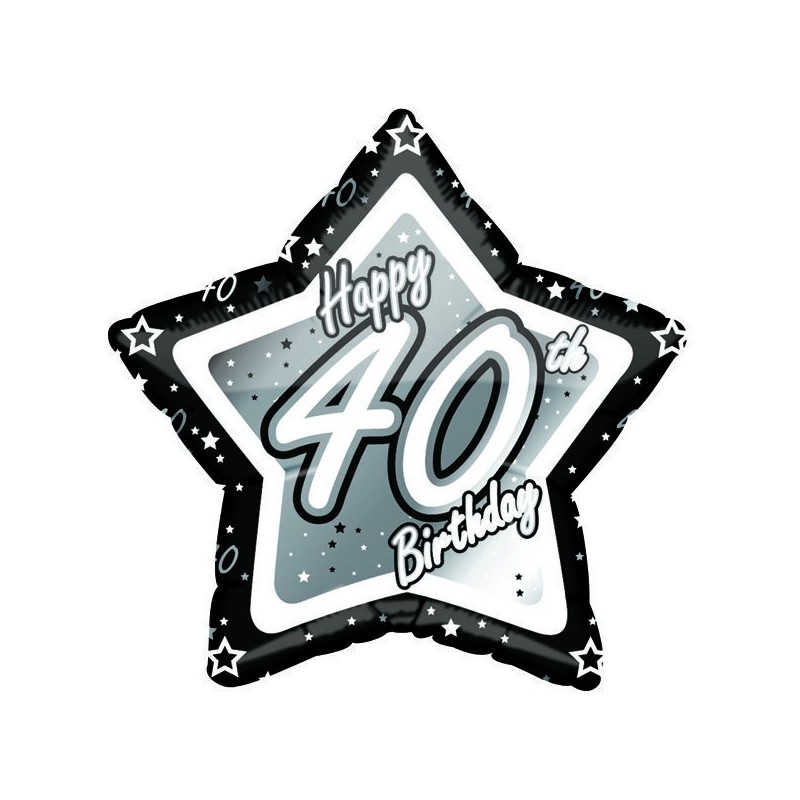 Creative Party 18 Inch Black/Silver Star Balloon - Age 40