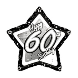 Creative Party 18 Inch Black/Silver Star Balloon - Age 60