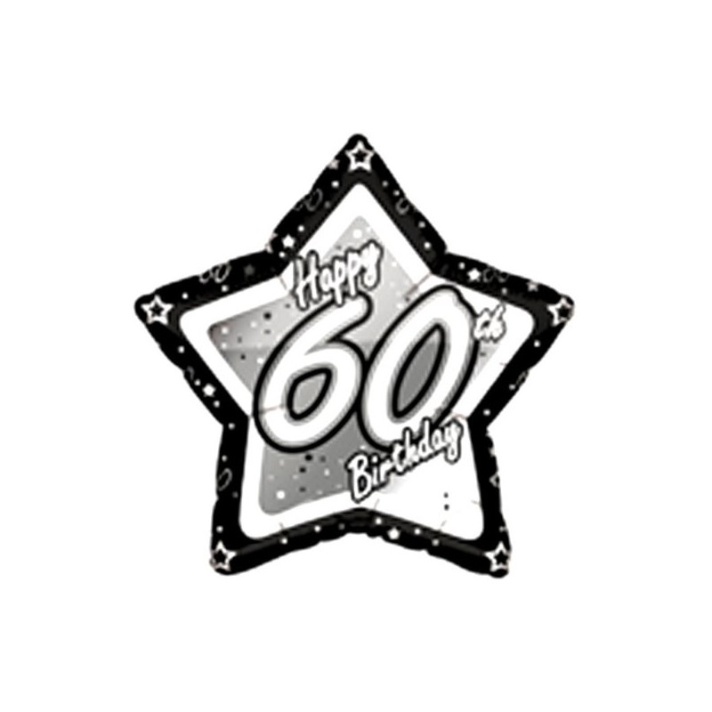 Creative Party 18 Inch Black/Silver Star Balloon - Age 60