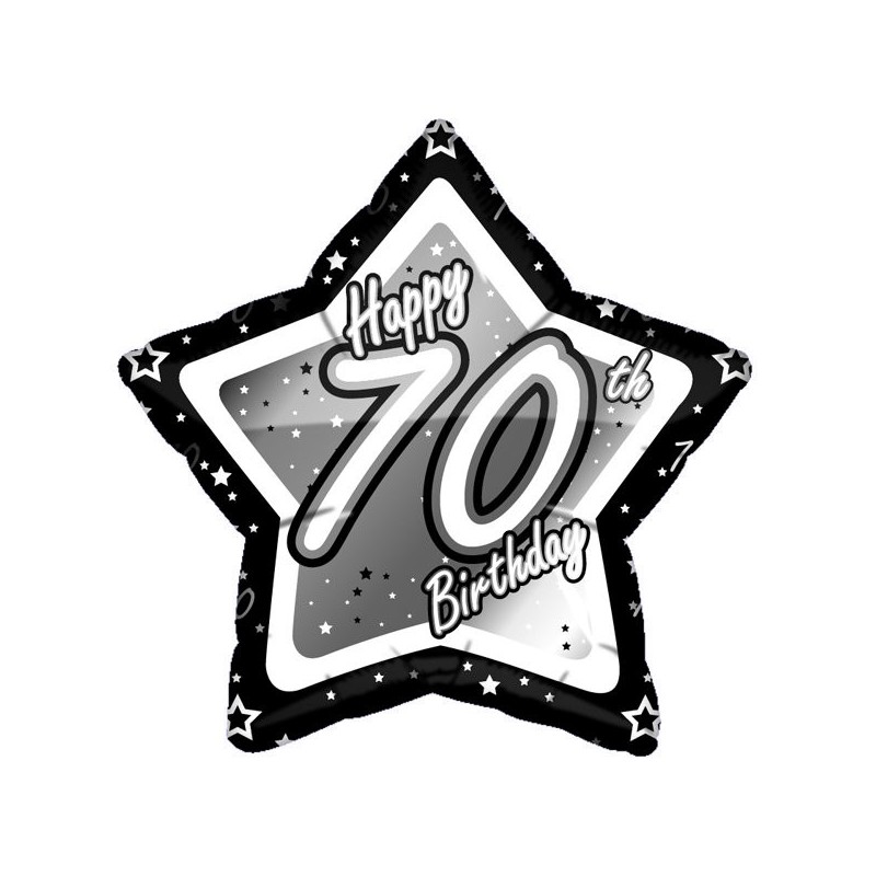 Creative Party 18 Inch Black/Silver Star Balloon - Age 70