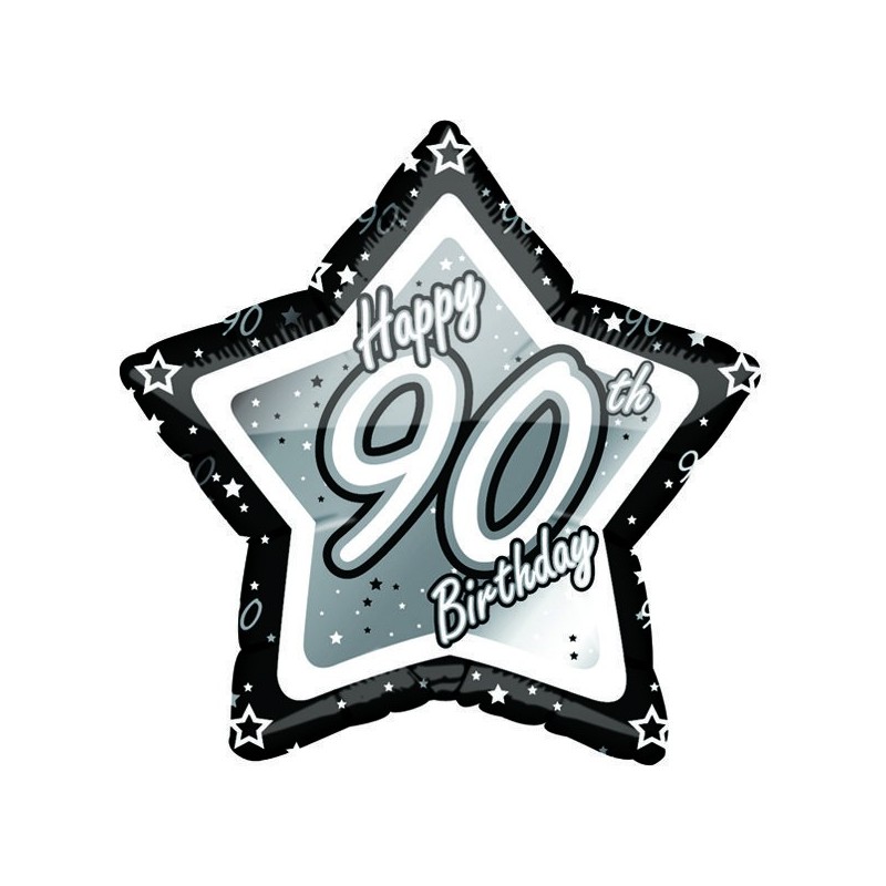 Creative Party 18 Inch Black/Silver Star Balloon - Age 90