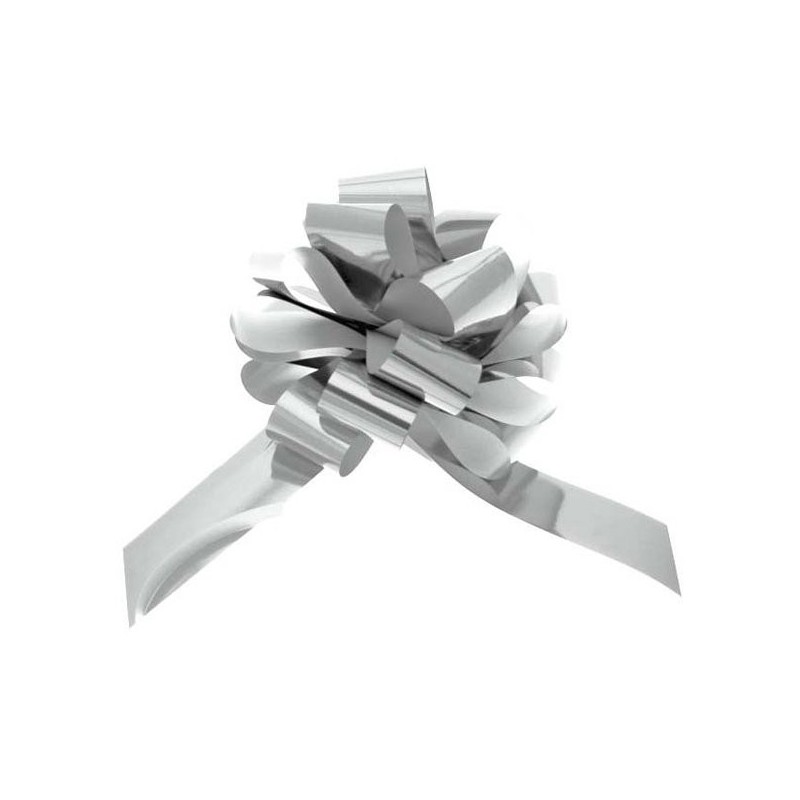 Midwest Ribbons 2 Inch Foil Pull Bows - Silver