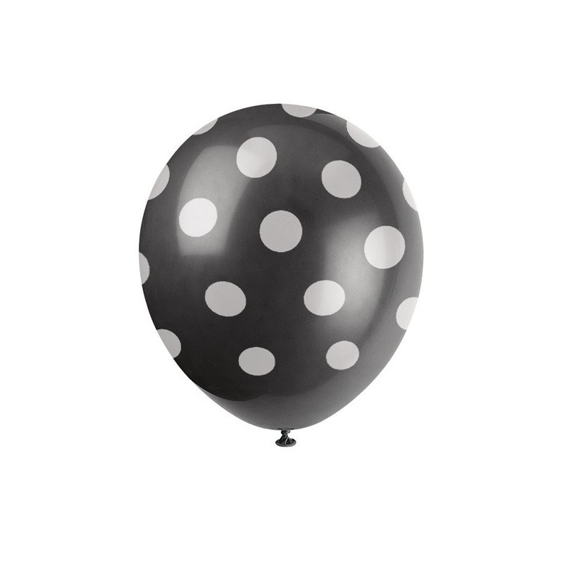 Unique Party 12 Inch Latex Balloon - Black Dots