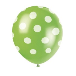 Unique Party 12 Inch Latex Balloon - Green Dots