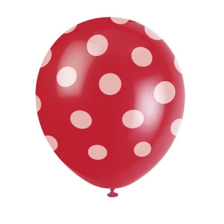 Unique Party 12 Inch Latex Balloon - Red Dots