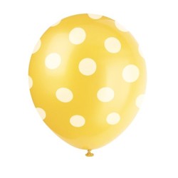 Unique Party 12 Inch Latex Balloon - Yellow Dots