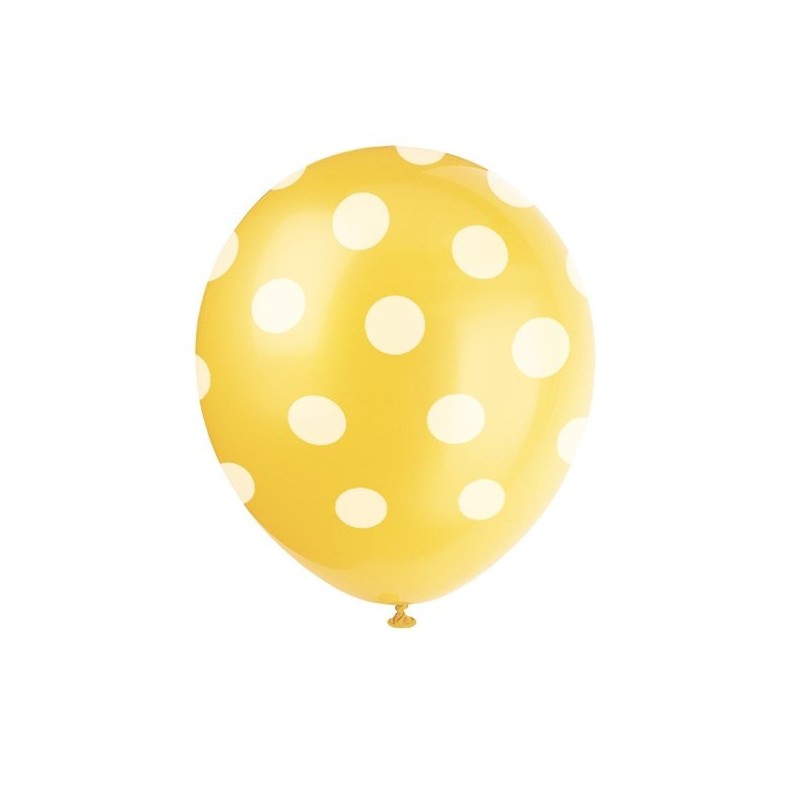 Unique Party 12 Inch Latex Balloon - Yellow Dots