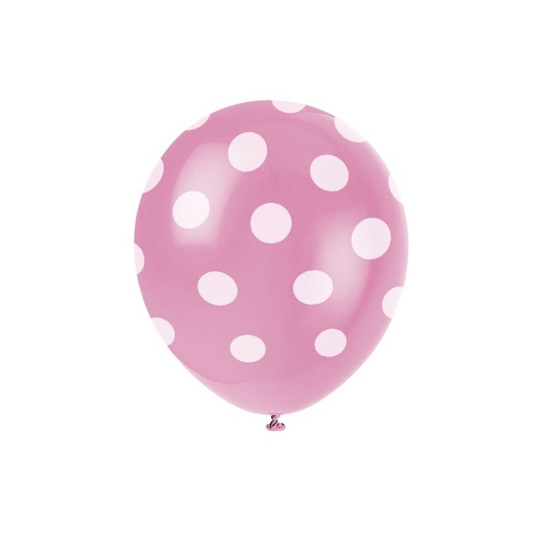 Unique Party 12 Inch Latex Balloon - Pink Dots