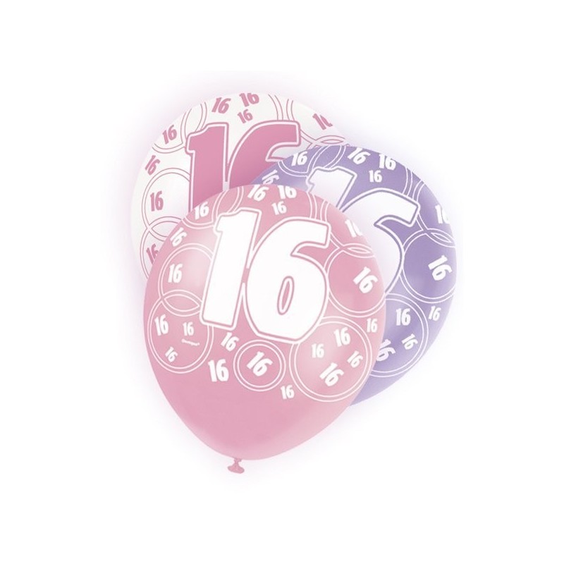 Unique Party 12 Inch Latex Balloon - 16 Pink