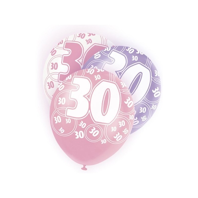 Unique Party 12 Inch Latex Balloon - 30 Pink